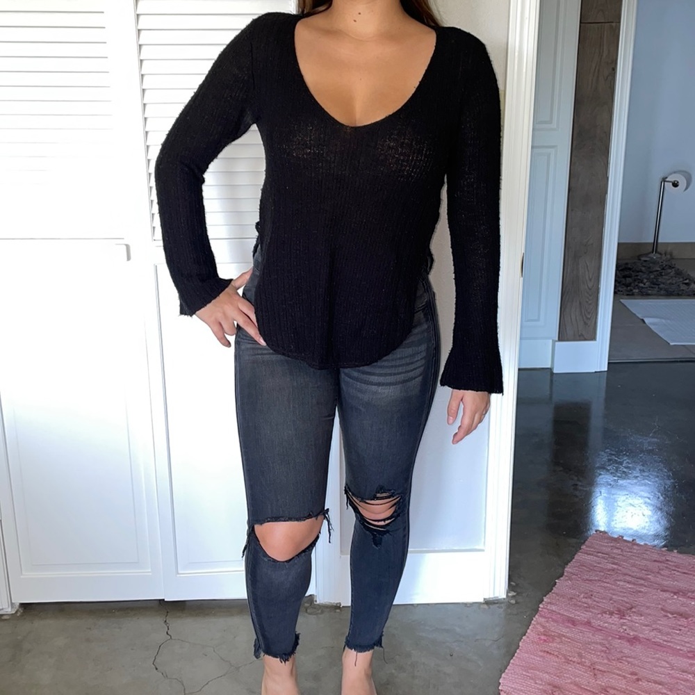 Cute knit sweater with side lace